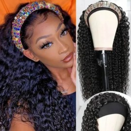 Incolorwig Superior Human Hair Wig 150% Density Jerry Curly Hair Headband Wig