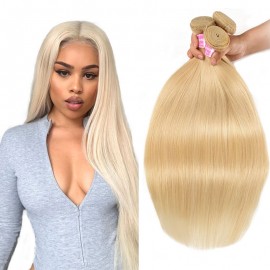 Incolorwig 100% Brazilian Human Hair # 613 Blonde Straigh Hair Weaves 3 Bundles