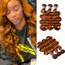 Incolorwig #30 Pure Color Body Wave 3 Bundles Brazilian Virgin Human Hair Weave