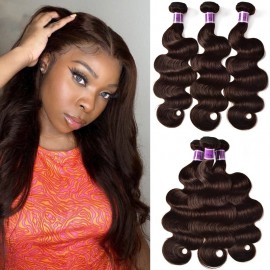 Incolorwig #2 Dark Brown Attractive 3 Bundles Body Wave Peruvian Human Hair Weave