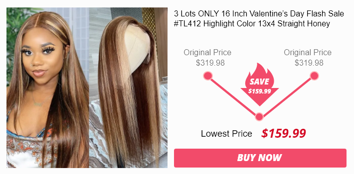 3 Lots ONLY 16 Inch Valentine’s Day Flash Sale #TL412 Highlight Color 13x4 Straight Honey Blond Wig