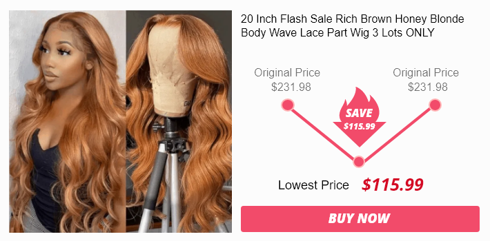 20 Inch Flash Sale Rich Brown Honey Blonde Body Wave Lace Part Wig 3 Lots ONLY